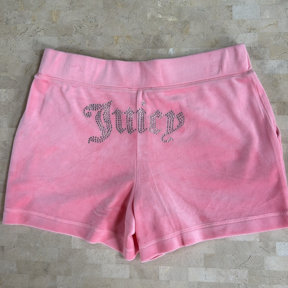 Juicy Couture NWT Bling Velour Tracksuit Hoodie and Shorts Set Y2K Pink - Picture 4 of 5
